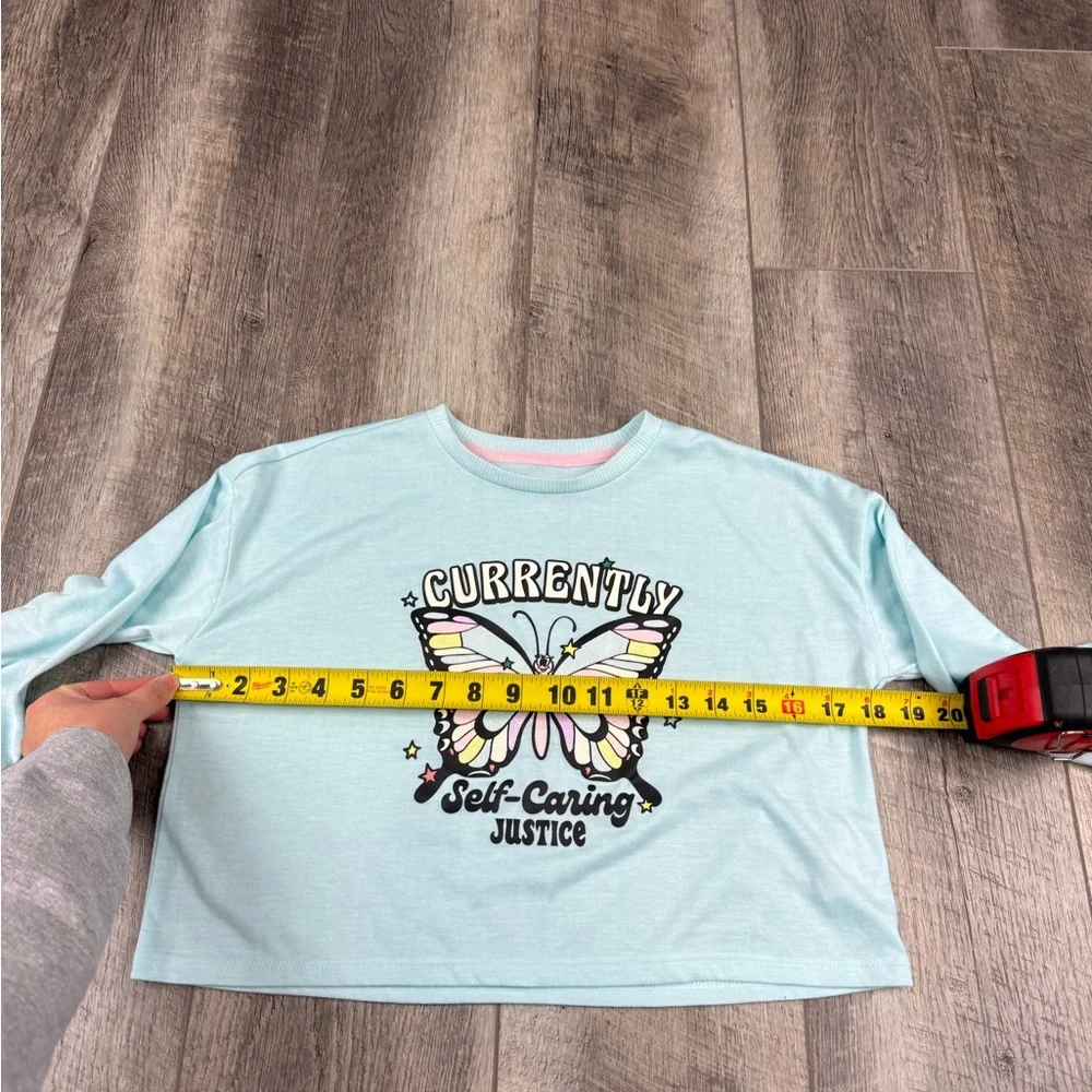 Justice Teal Butterfly Long‎ Sleeve Top